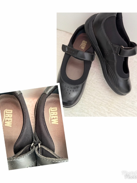 DREW Shoes - DREW Black Leather Rosemary Mary Jane Comfort Sneaker Shoes - Size 7.5 - EUC